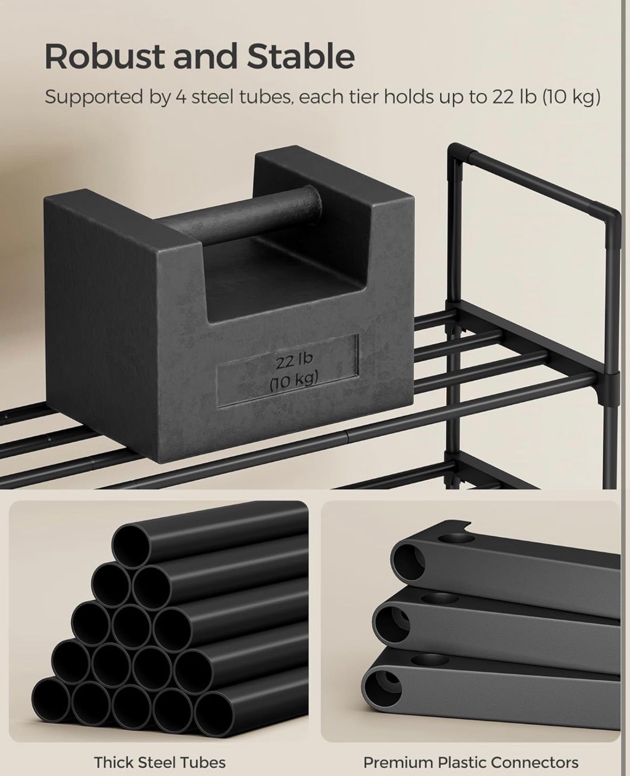 SONGMICS 3-Tier Metal Shoe Rack