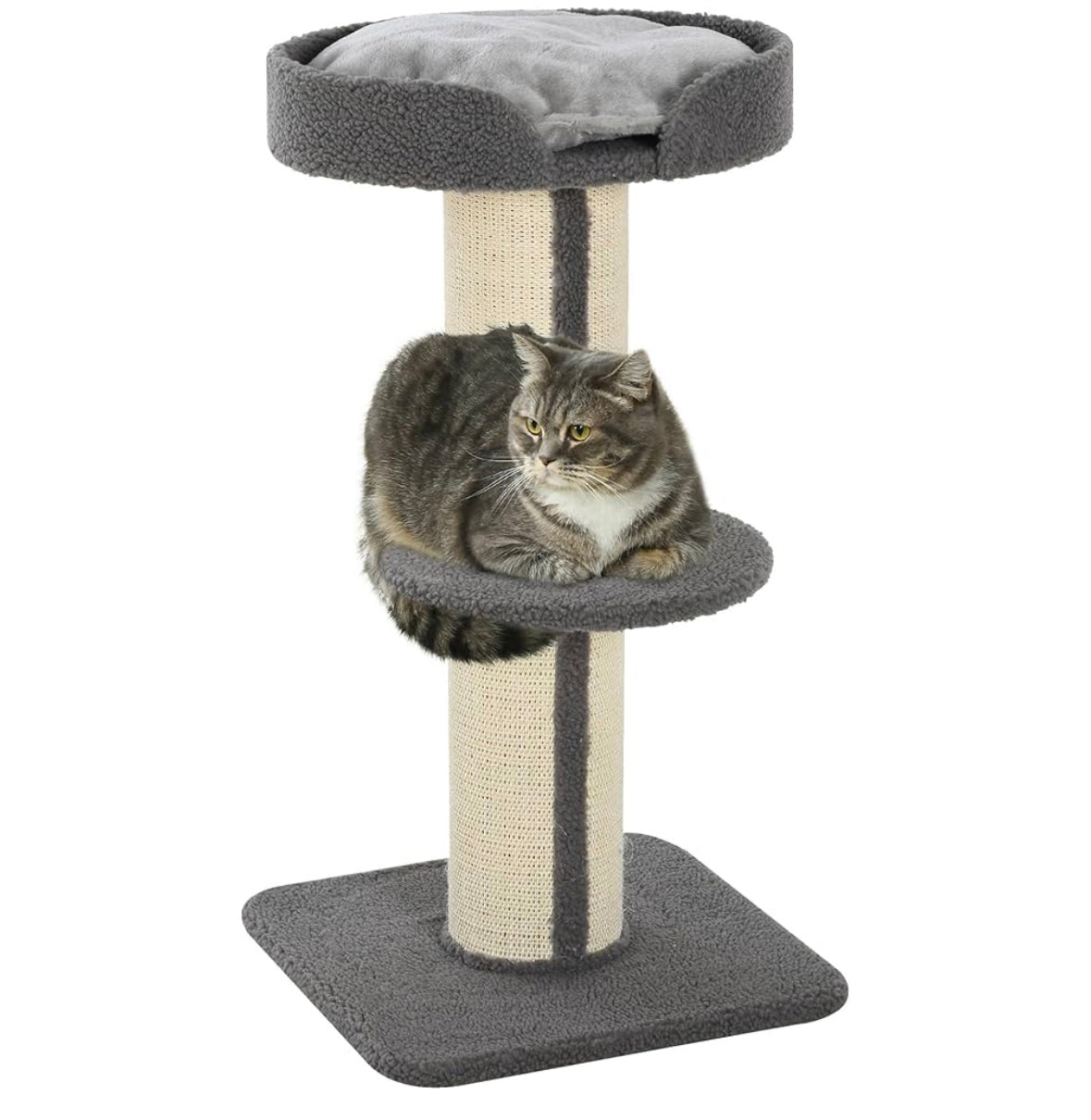 Modern Cat Tower with Bed, Perches & Scratching Post – Compact 3-Level Cat Tree for Indoor Cats