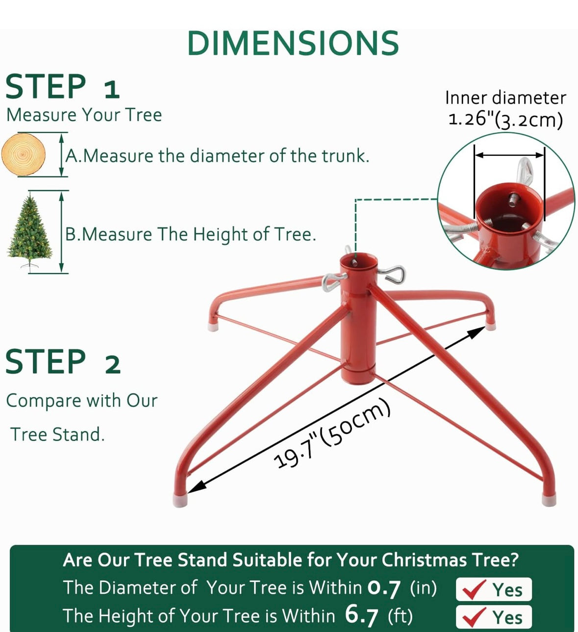 Metal Christmas Tree Stand — Folding 4-Leg Design for 5–8 ft Artificial Trees