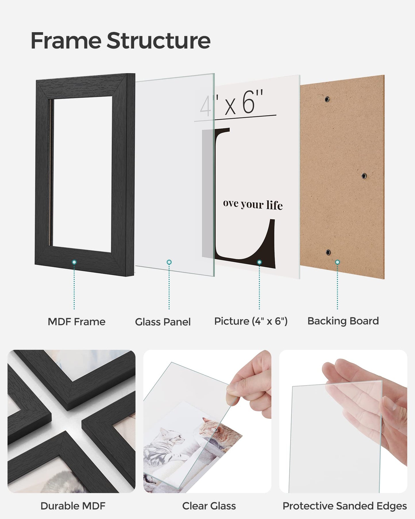 SONGMICS 12-Opening Wall Collage Picture Frame – Ink Black