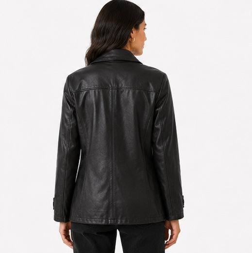 Women’s Double-Breasted Leather Jacket