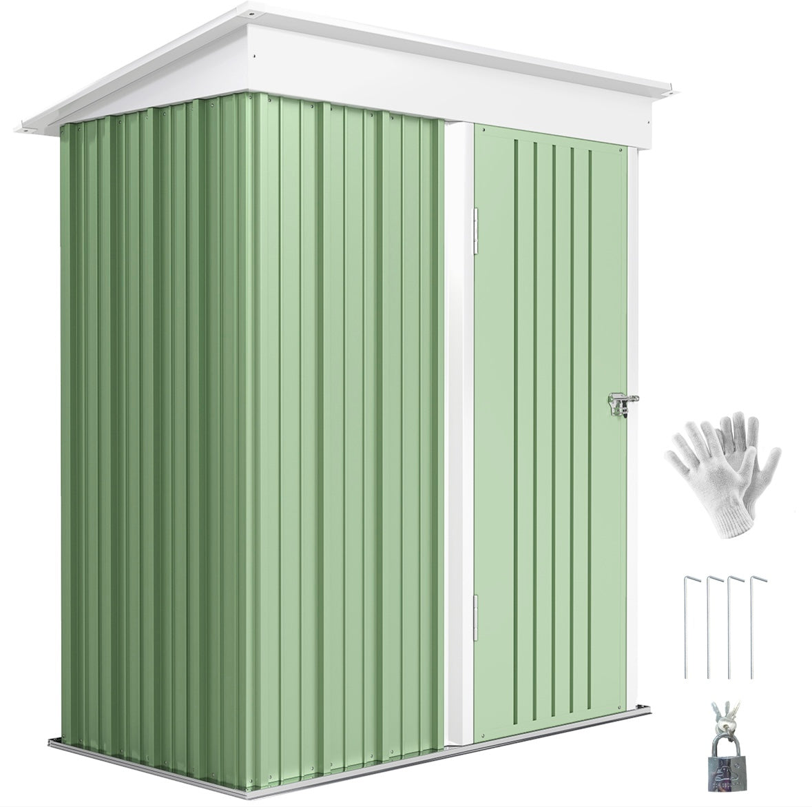 Outsunny Lean-To Steel Garden Storage Shed – Waterproof, Space-Saving, and Durable | Green