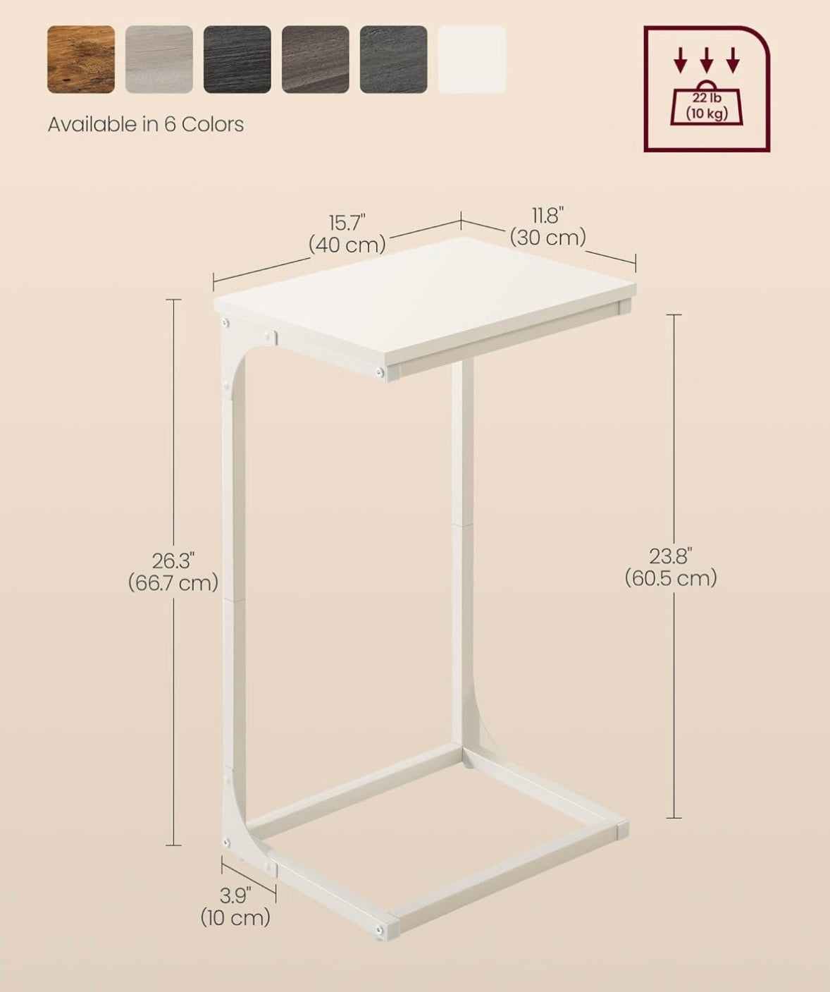VASAGLE C-Shaped Side Table