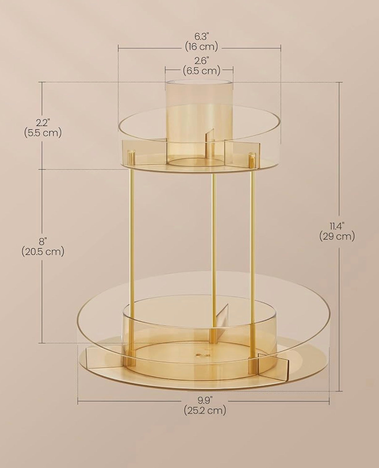 SONGMICS HOME 2-Tier Rotating Makeup Organizer with Extra Tray