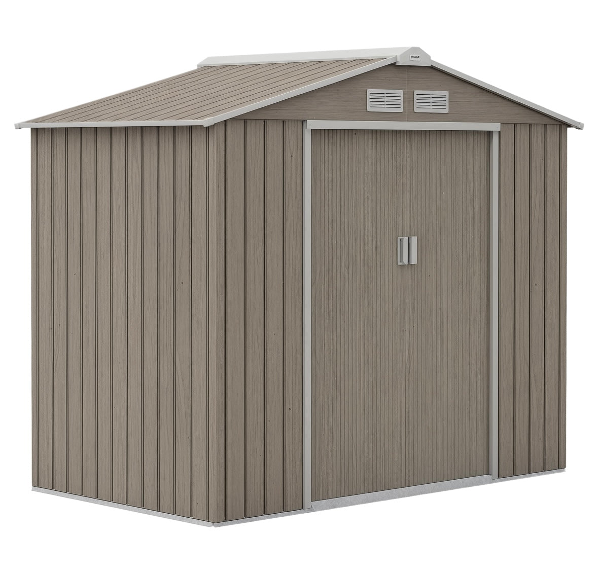 7×4 ft Outdoor Metal Storage Shed — Galvanized Steel Waterproof Garden Tool Shed with Foundation Kit (Classic Grey)