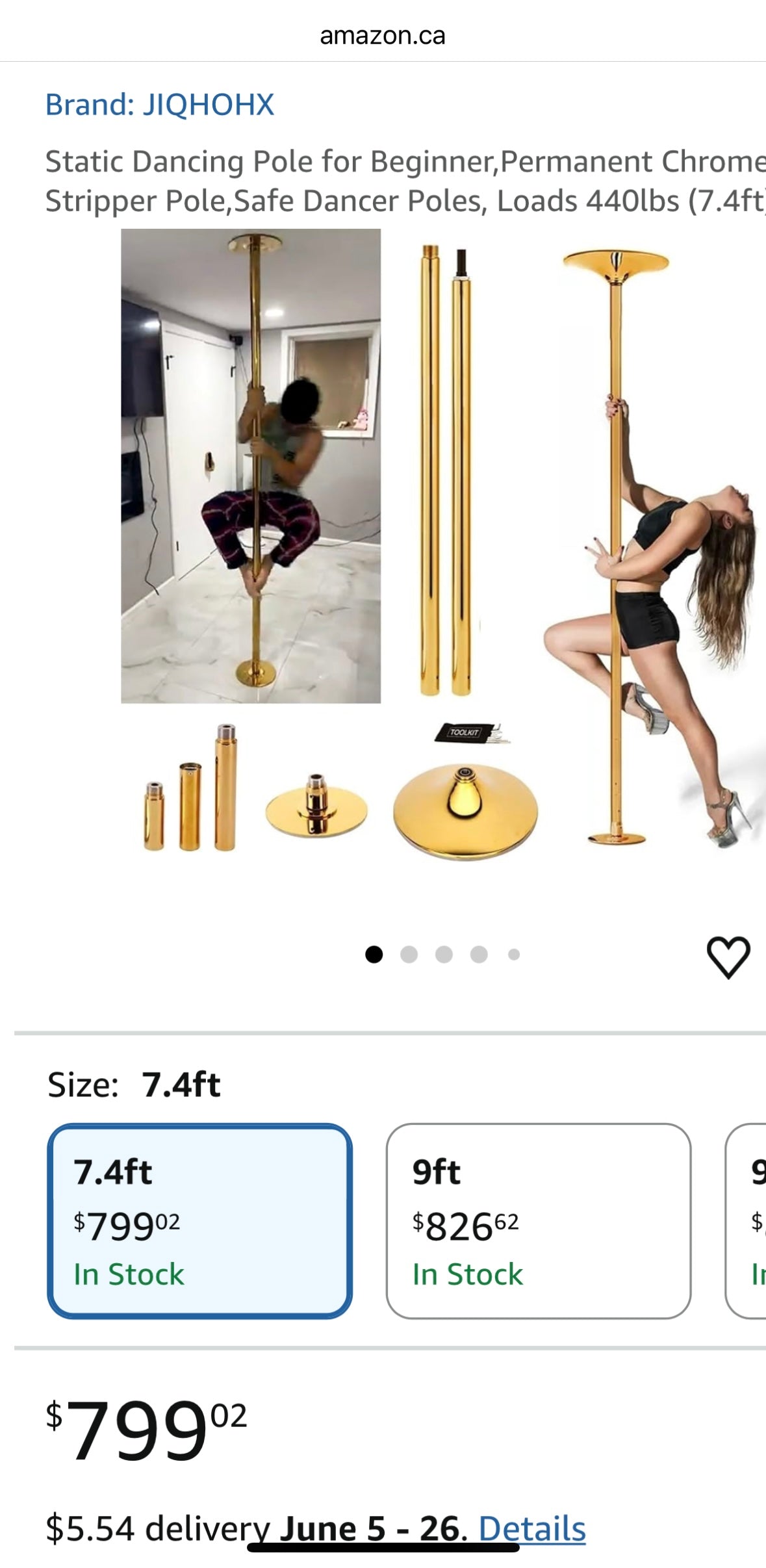 Heavy-Duty Adjustable Dance Pole – Static & Spinning Modes