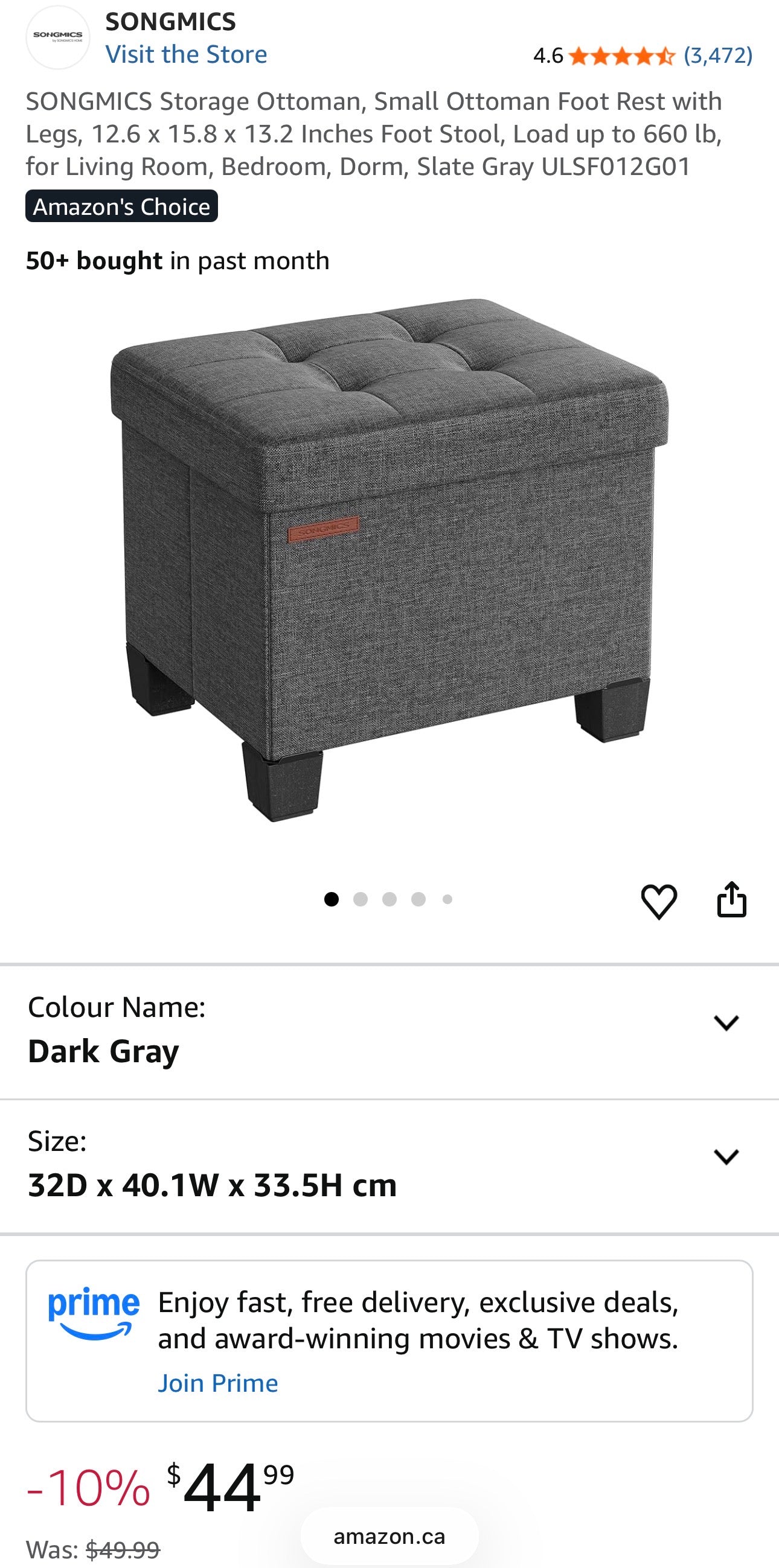 SONGMICS Small Ottoman Foot Rest with Storage