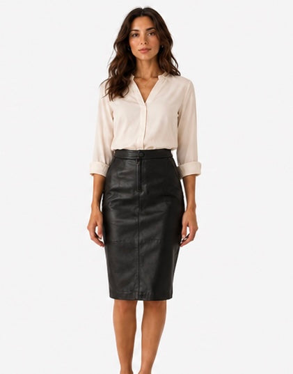 Women’s Genuine Leather Pencil Skirt - Size 4