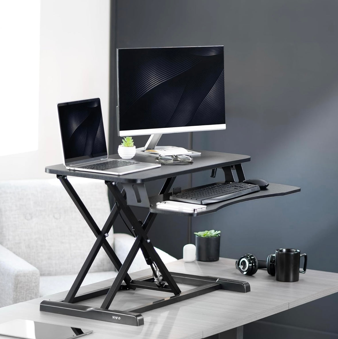 NEW – VIVO 32” Manual Standing Desk Riser – Adjustable Sit-to-Stand Workstation