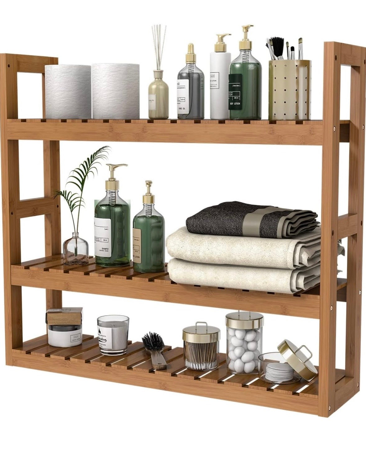Domax 3-Tier Adjustable Bamboo Wall Shelf