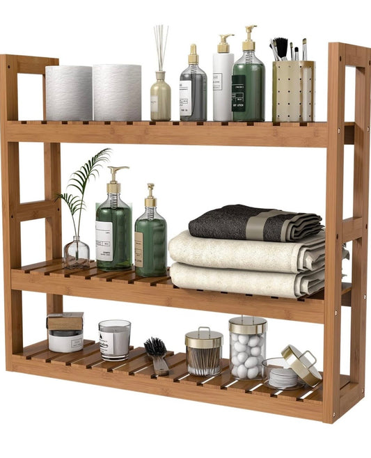 Domax 3-Tier Adjustable Bamboo Wall Shelf