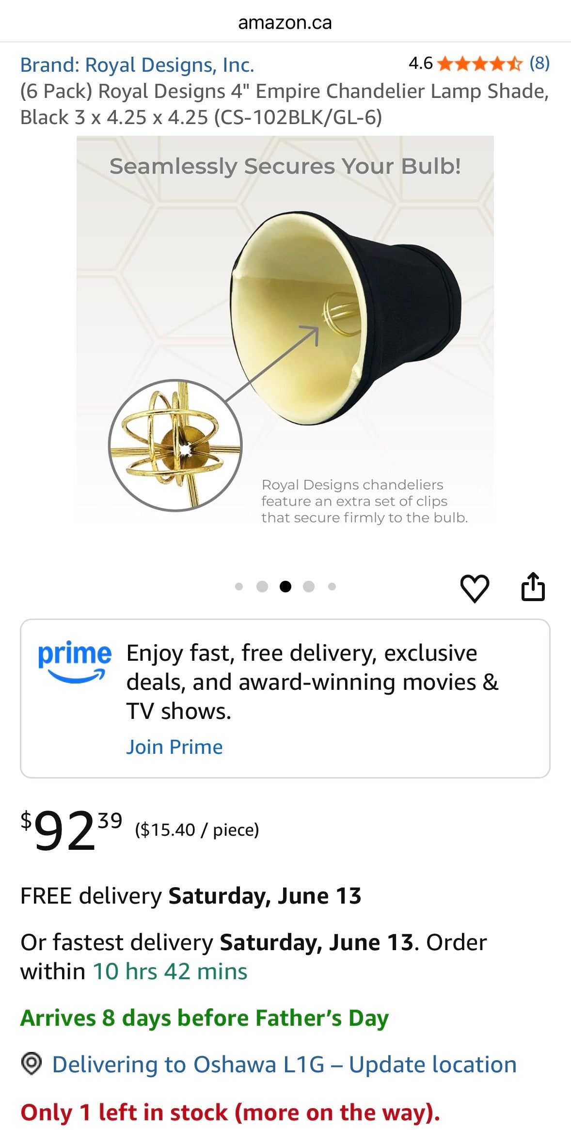 Royal Designs Empire Clip-On Chandelier Lamp Shades