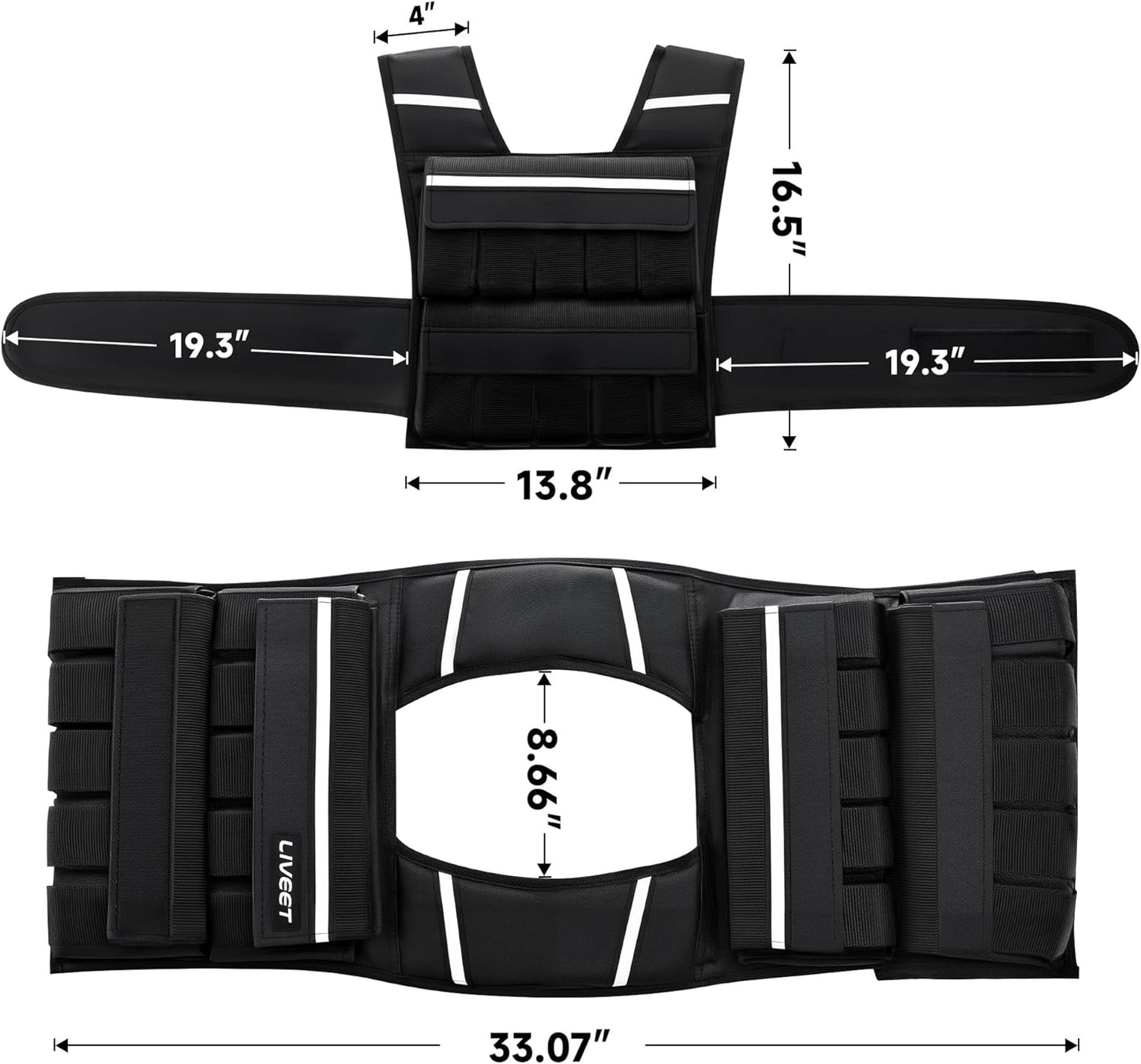 Liveet Adjustable Weighted Vest – 20 lb