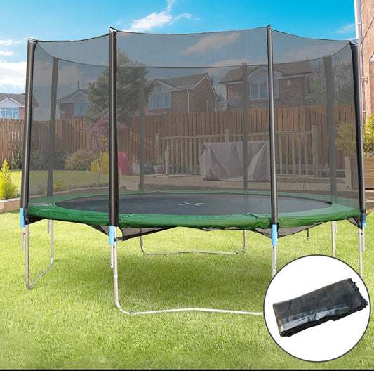 Soozier 12FT Trampoline Safety Enclosure Net with Poles — UV-Resistant Protective Net (Frame & Poles Included)