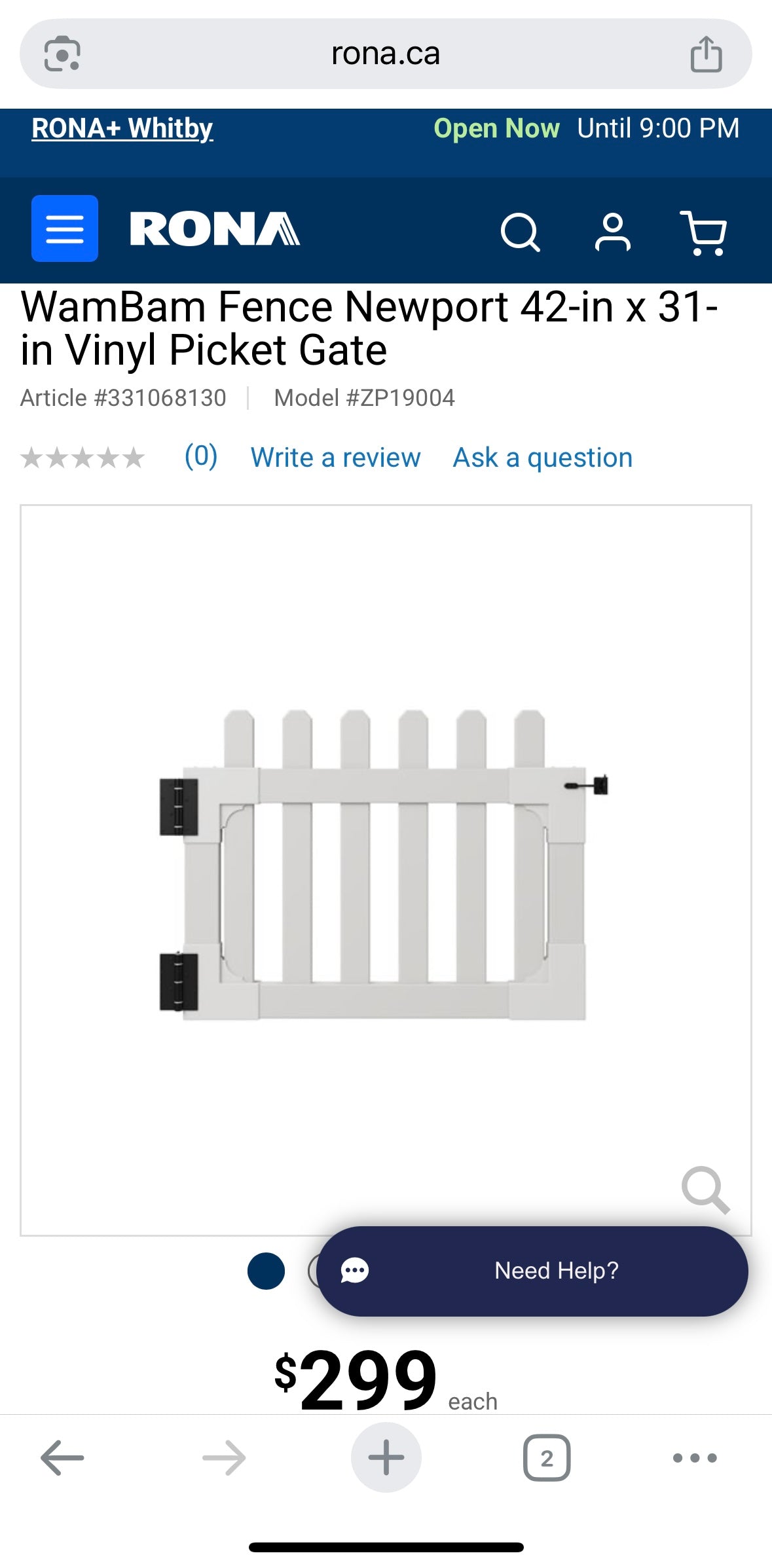Newport No-Dig Vinyl Picket Gate — 42” Weather-Resistant White Fence Gate