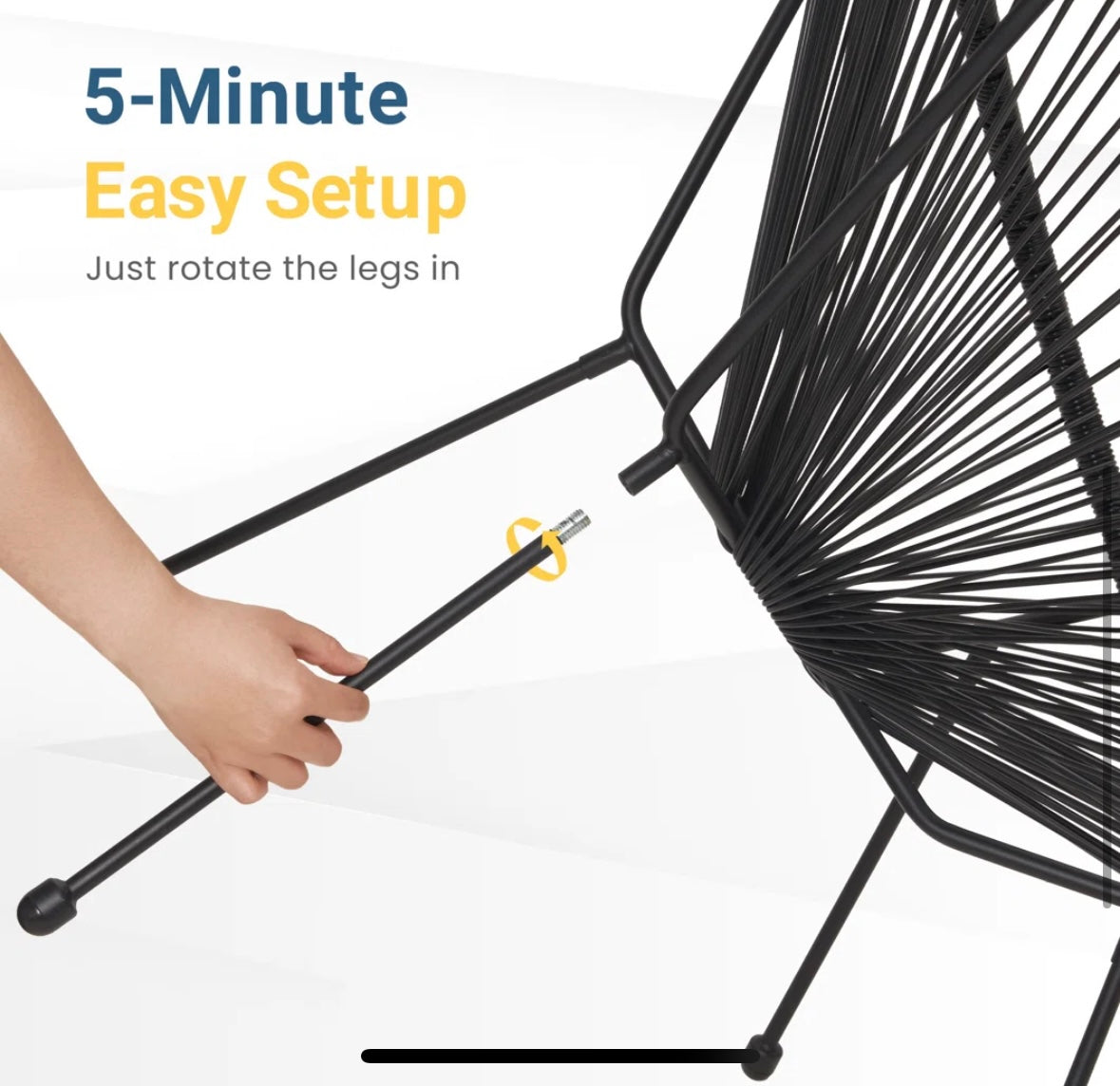 3-Piece Rattan Patio Bistro Set – Acapulco-Style Chairs with Glass Table (Black & Grey)