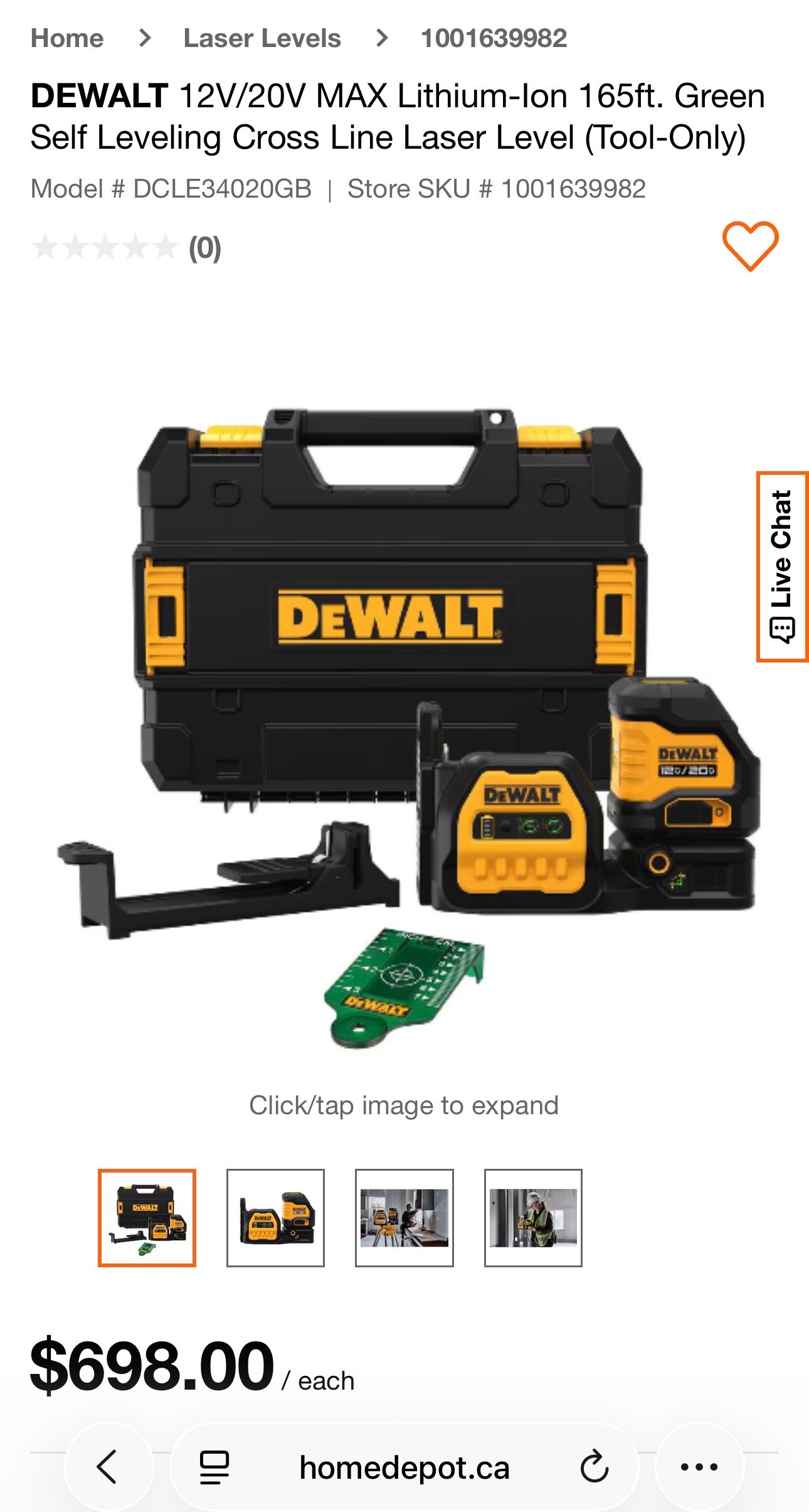 DEWALT 20V MAX Green Cross-Line Laser Level