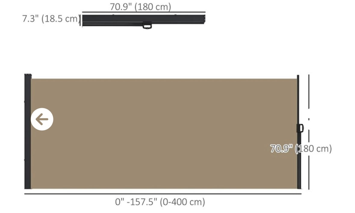 Outsunny Retractable Side Awning — UV30+ Privacy Screen & Wind Barrier (Beige Model)