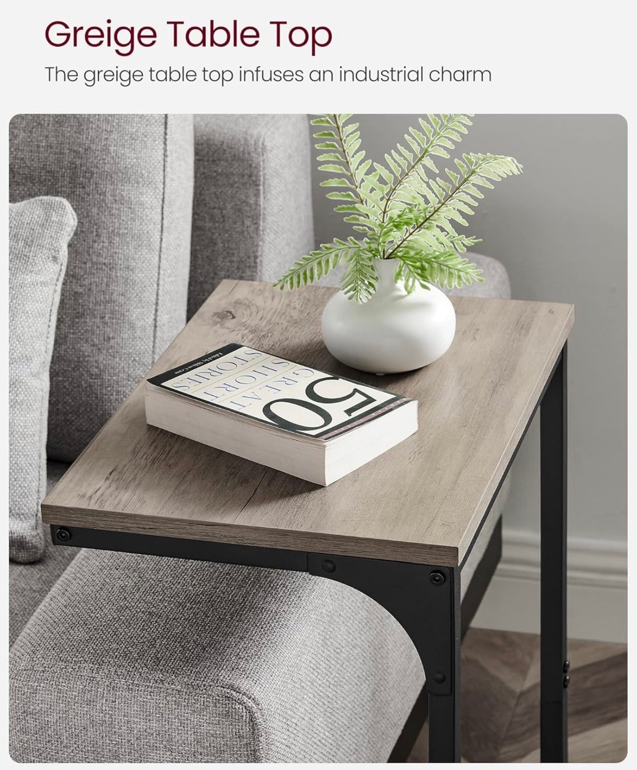 C-Shaped Sofa Side Table