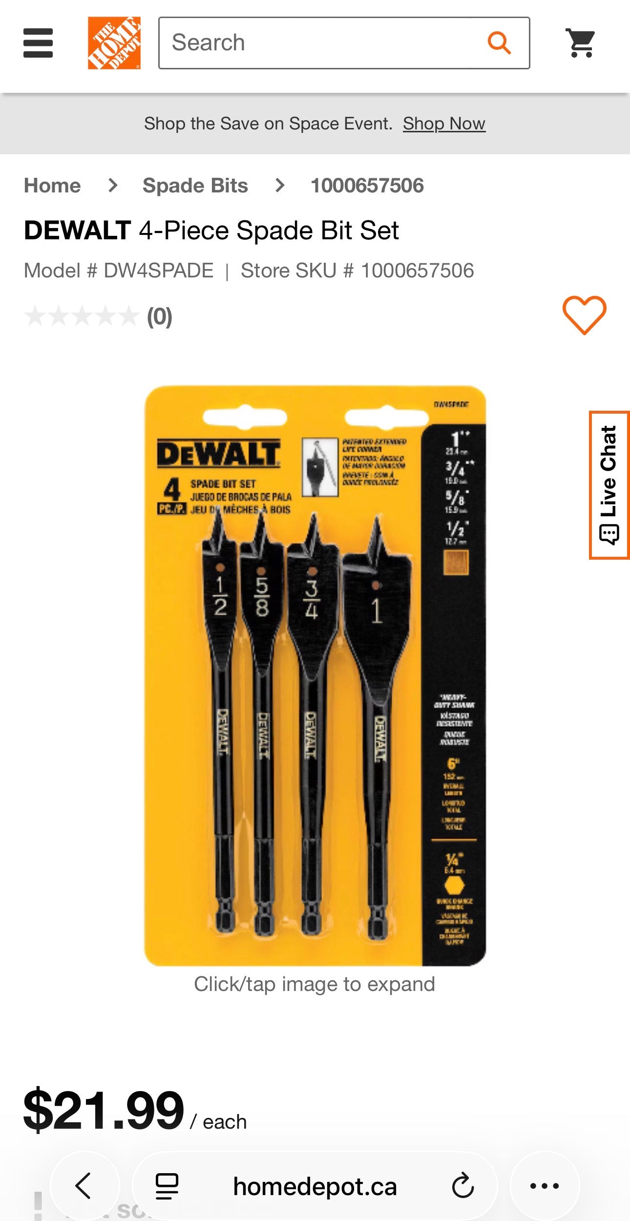 DEWALT Spade Drill Bit Set – 4-Piece