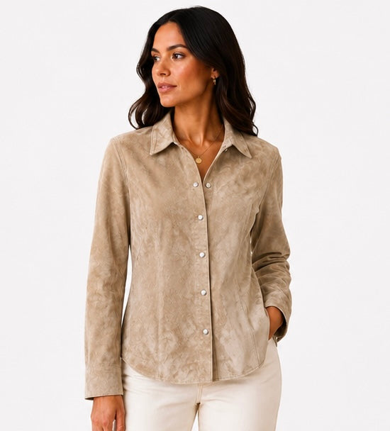 Women’s Genuine Suede Leather Shirt Jacket