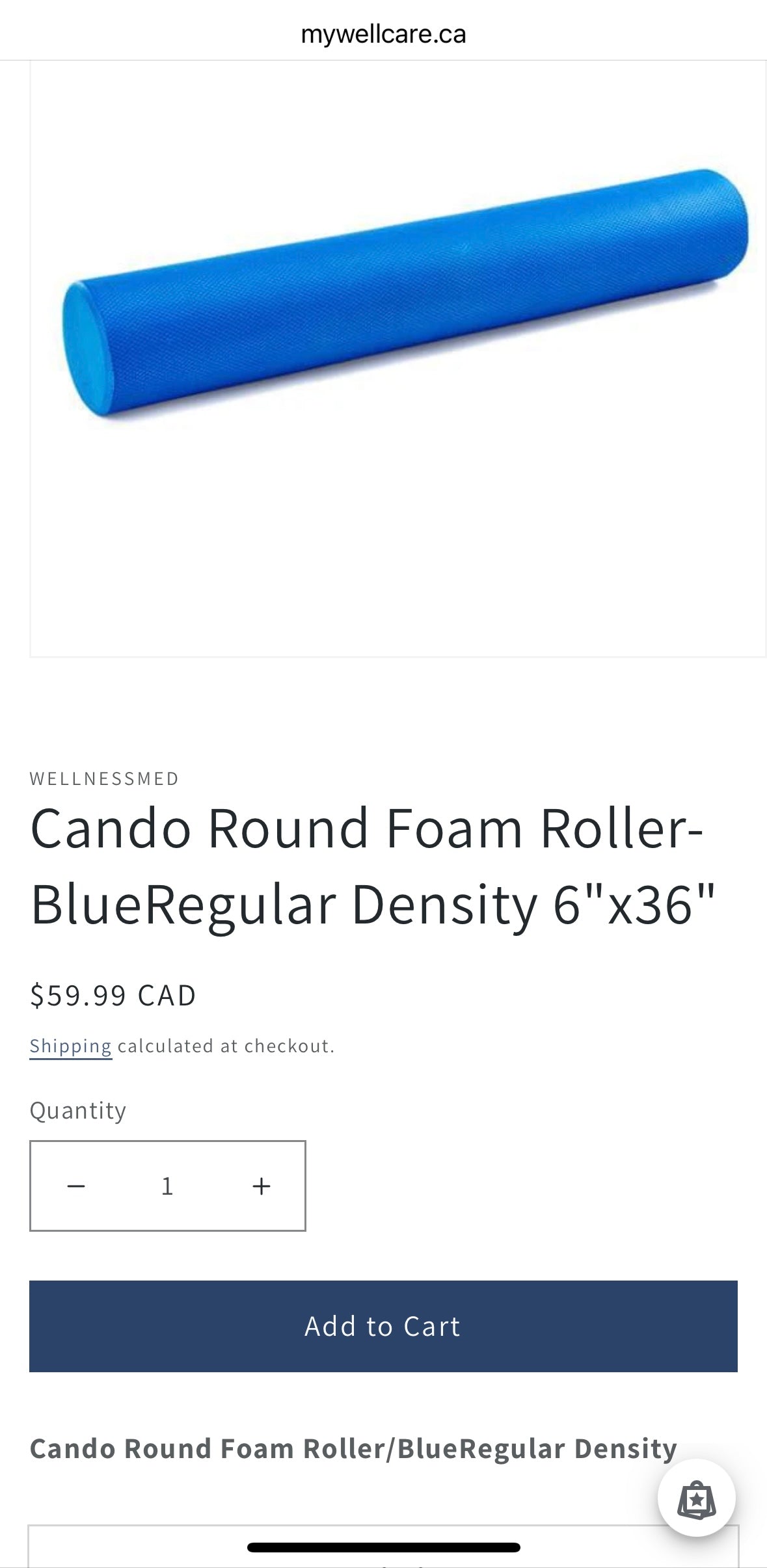 Cando 6” x 36” Foam Roller — Standard Density for Massage, Balance & Core Training