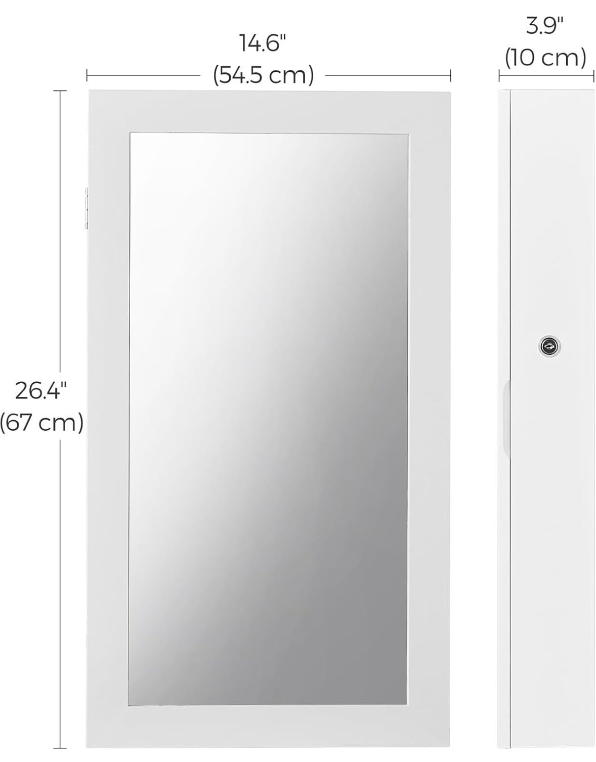 SONGMICS Wall-Mounted Jewelry Cabinet with Mirror – White