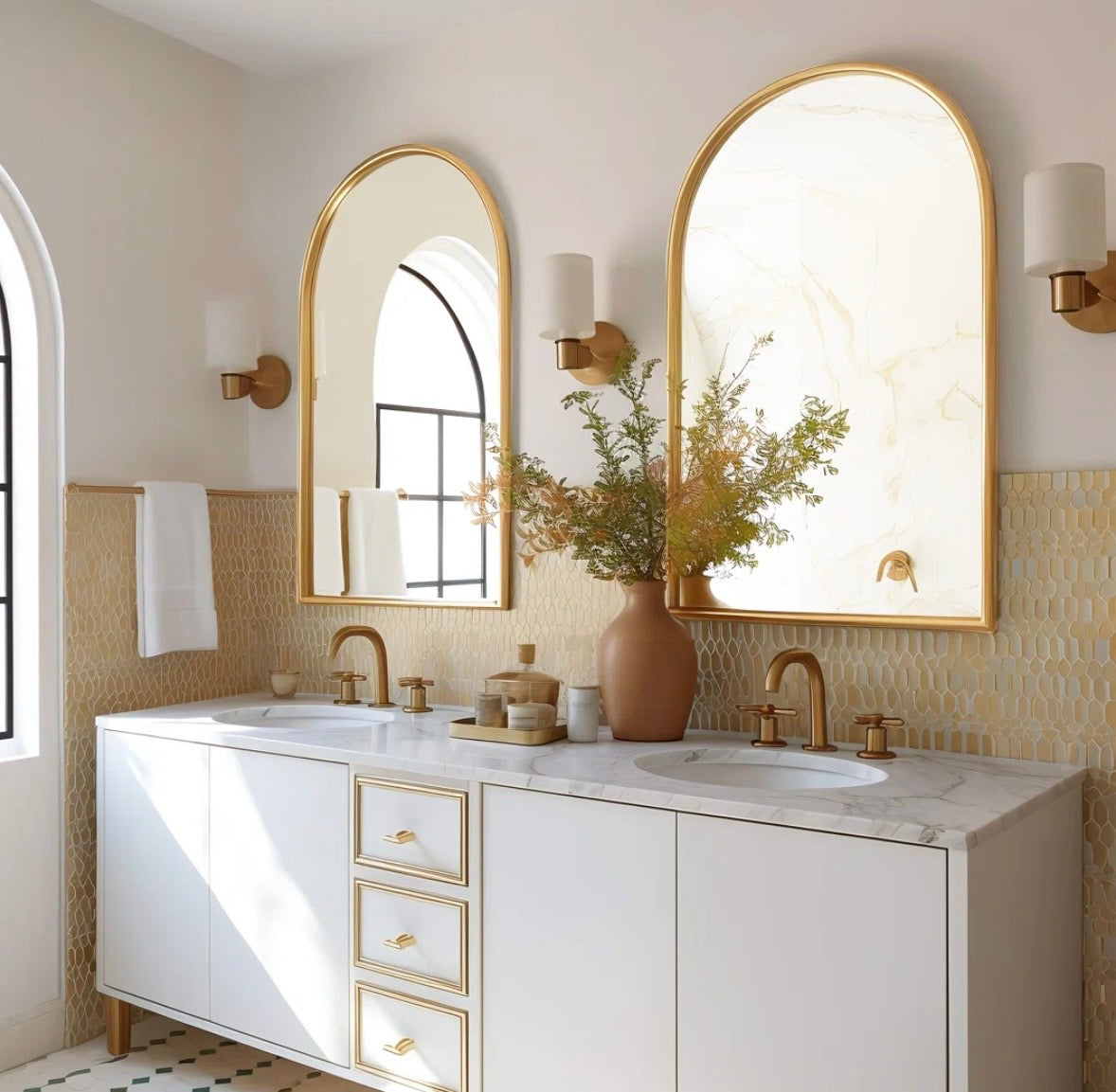 Set of 2 Metal Arch Wall Mirrors