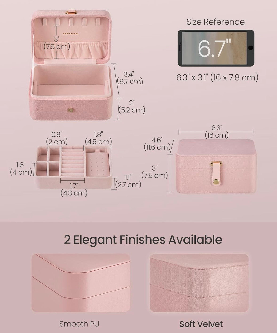 SONGMICS Travel Jewelry Organizer