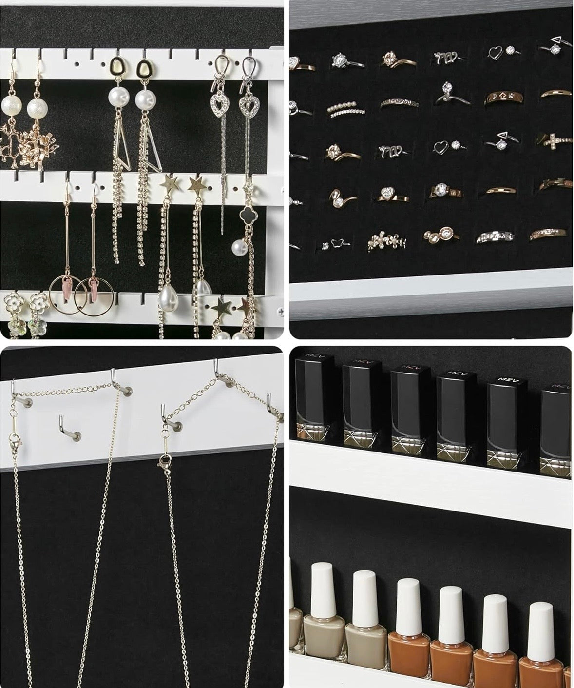 SONGMICS Wall-Mounted Jewelry Cabinet with Mirror – White