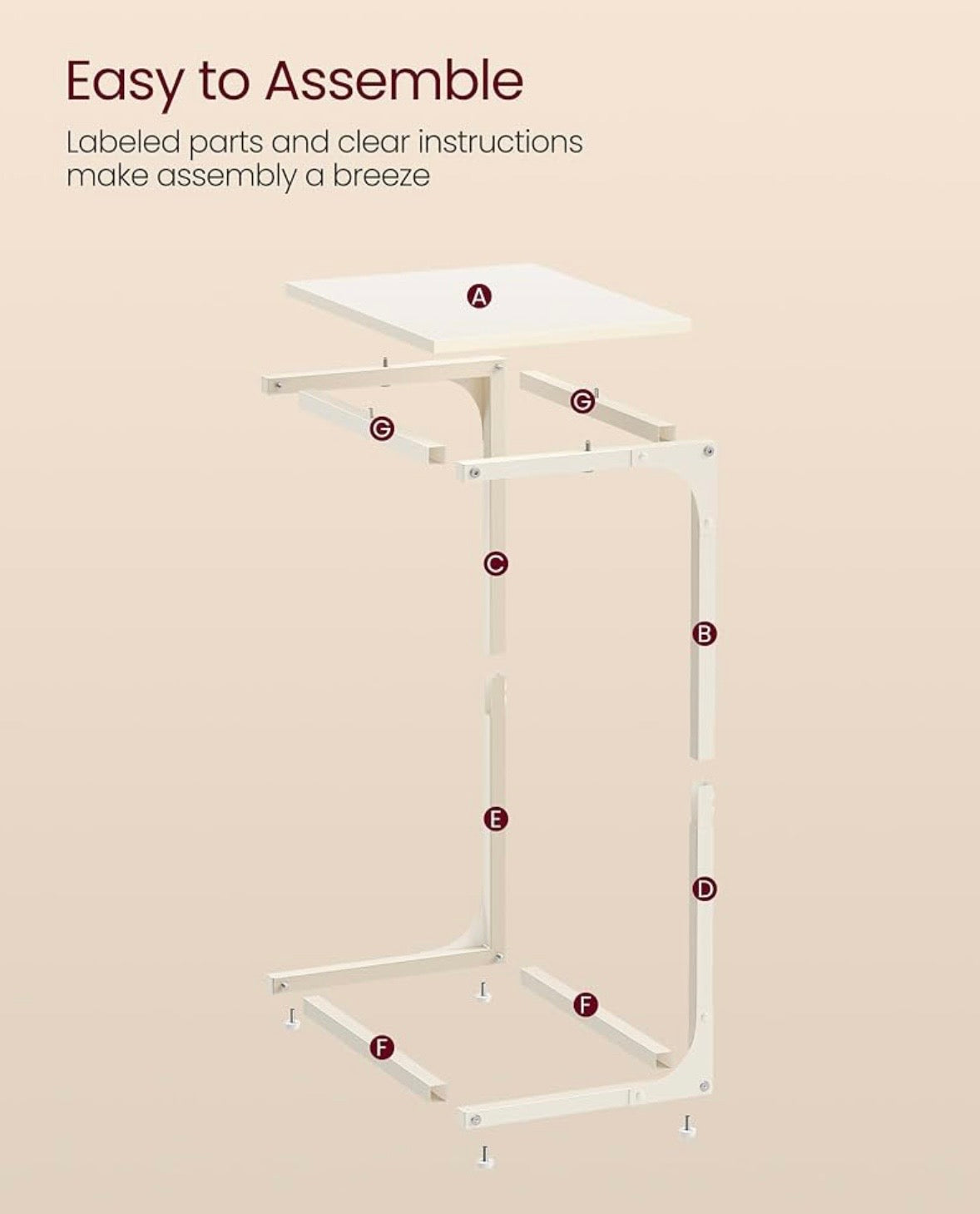 VASAGLE C-Shaped Side Table
