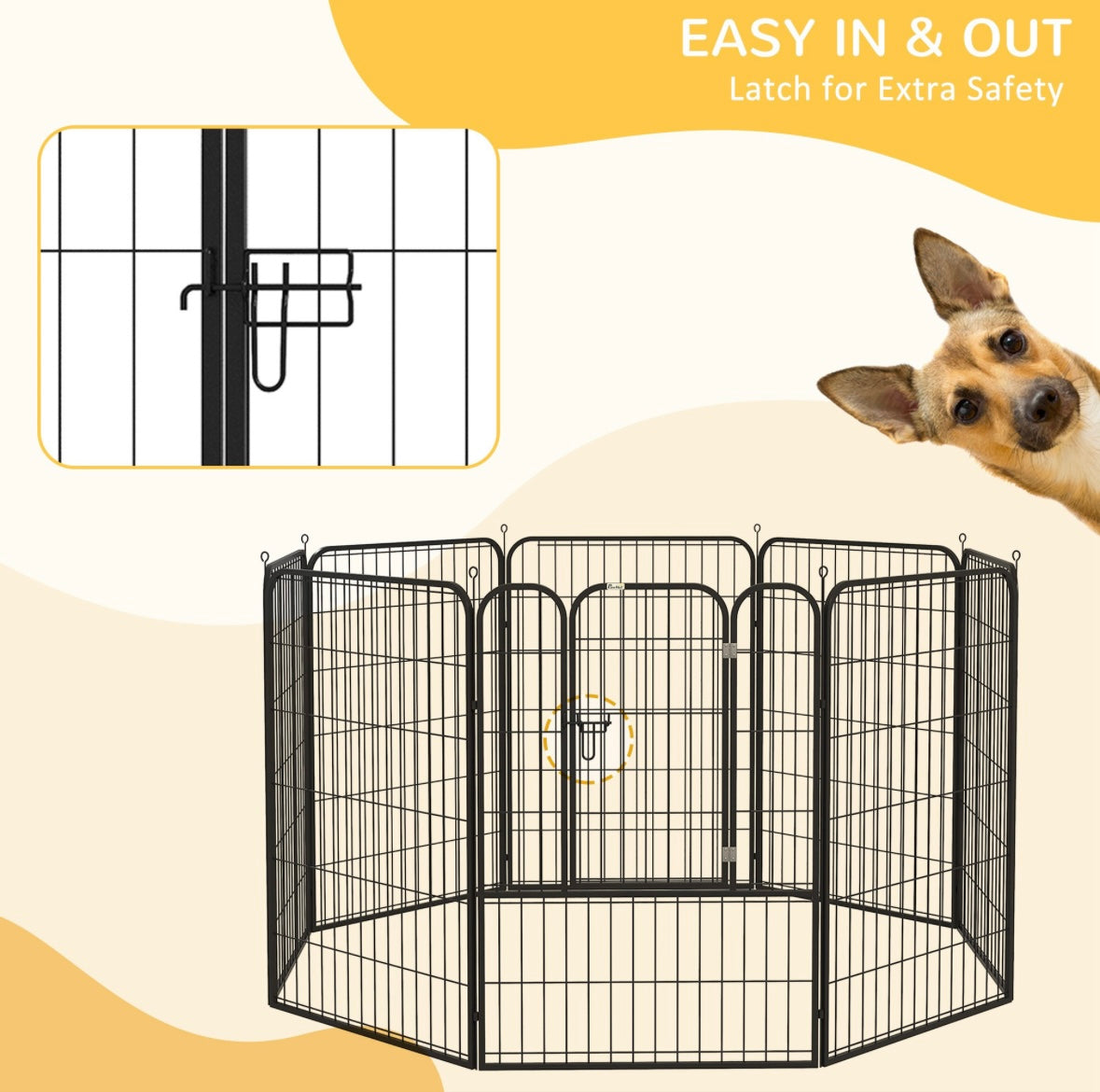 PawHut 8-Panel Heavy-Duty Dog Playpen – 39” Height (Indoor/Outdoor Use)