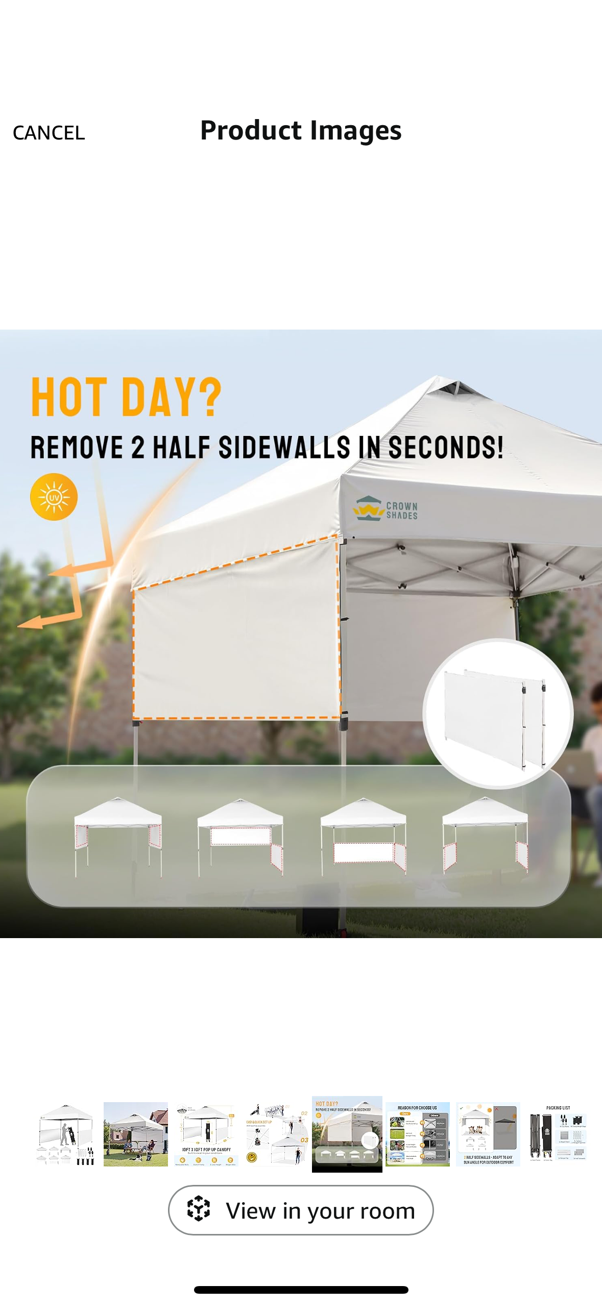 NEW – CROWN SHADES 10’ x 10’ White Pop-Up Canopy Tent with Sidewalls & Carry Bag