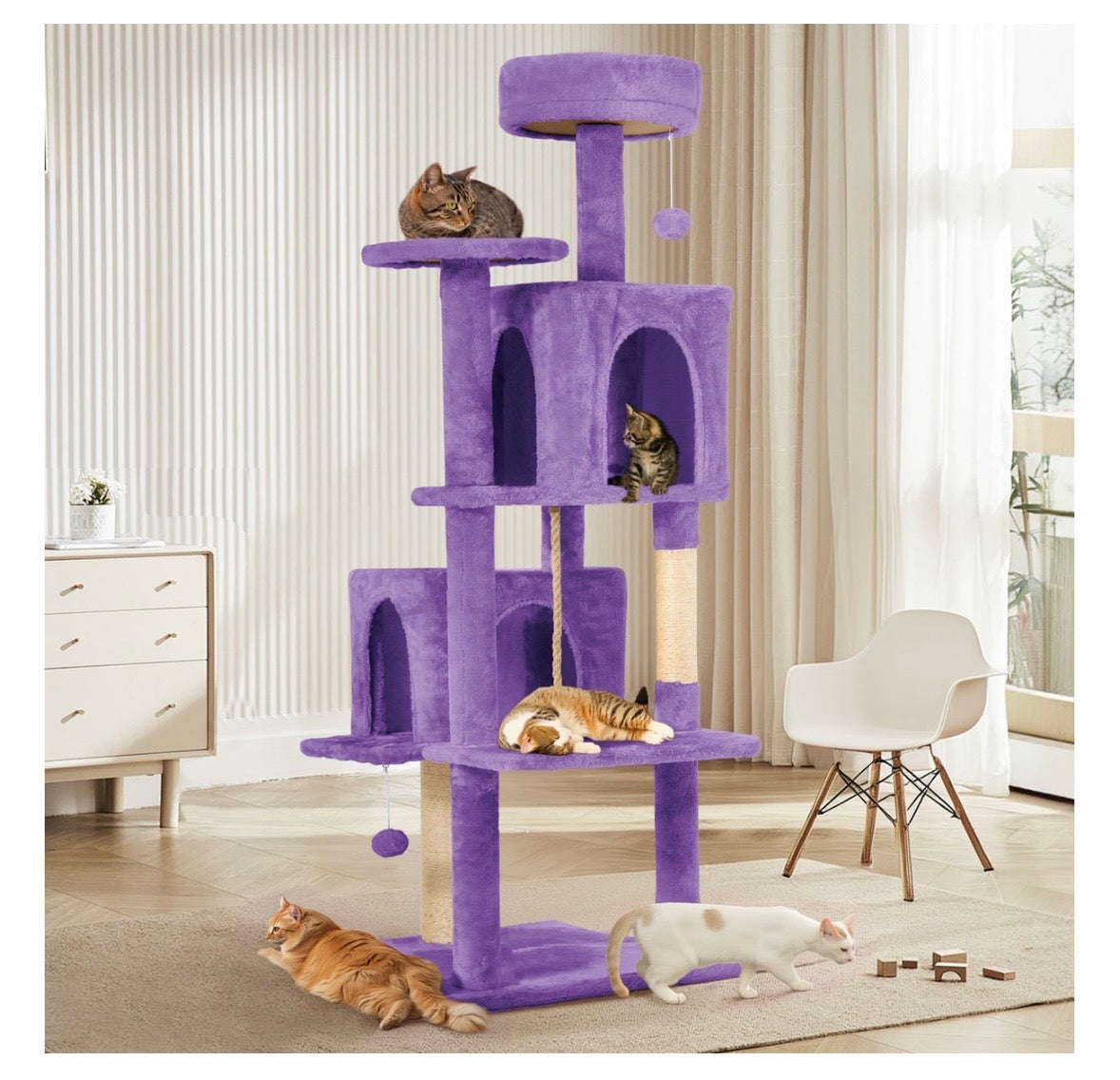 TSCOMON 58” Multi-Level Plush Cat Tree & Condo