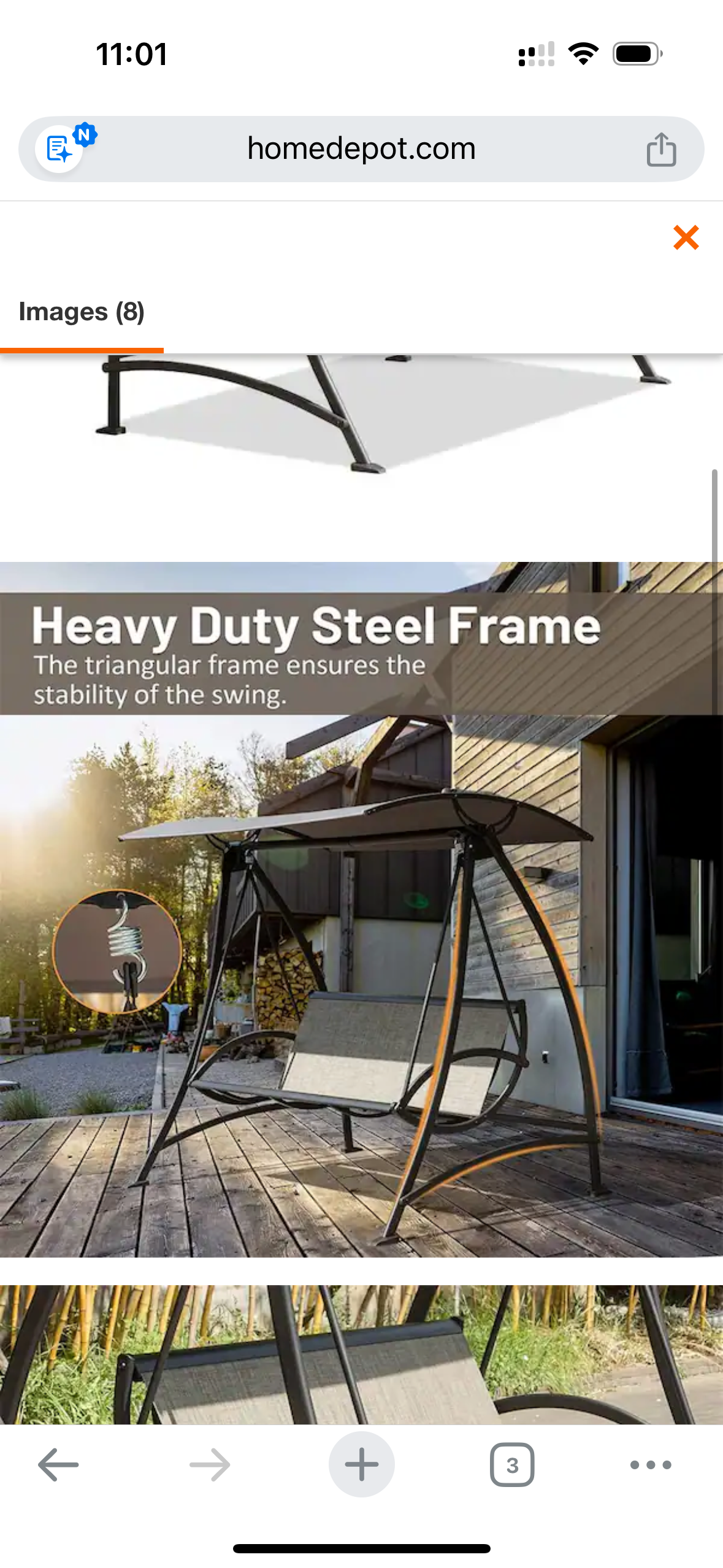 Heavy-Duty Outdoor Patio Porch Swing w/ Adjustable Canopy