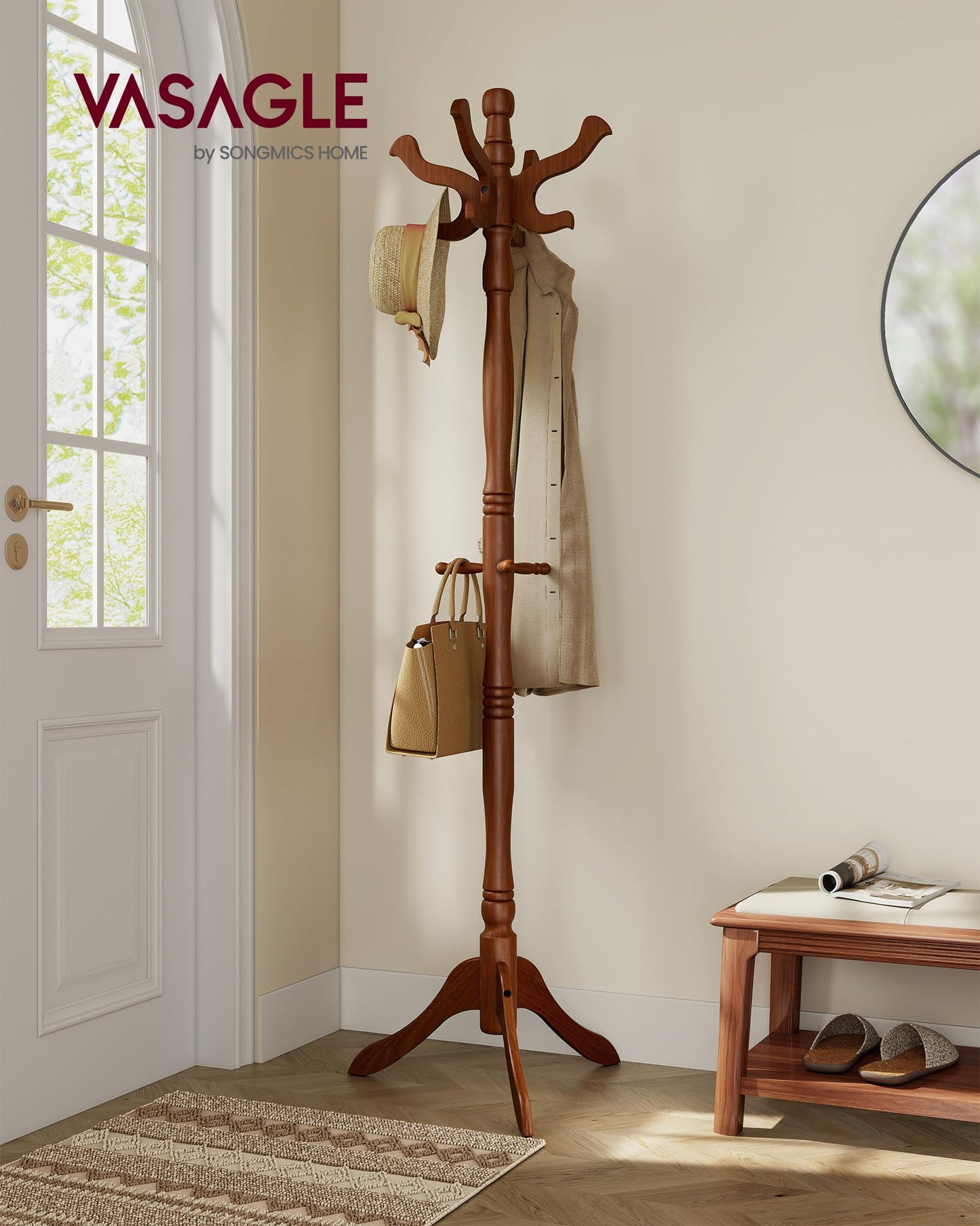 VASAGLE Solid Wood Coat Rack