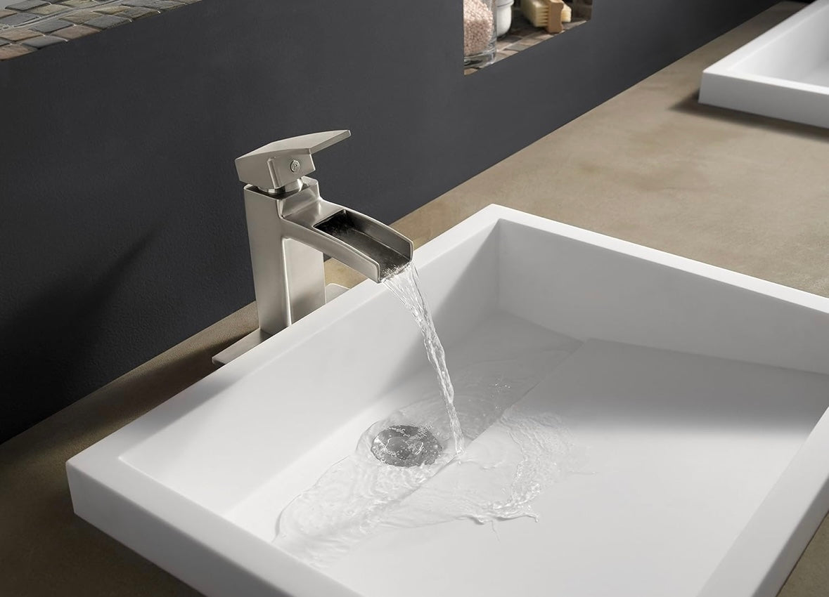 EW – Pfister Nickel Deck Mount Bathroom Faucet – All-Metal Design with Valve & Drain Assembly