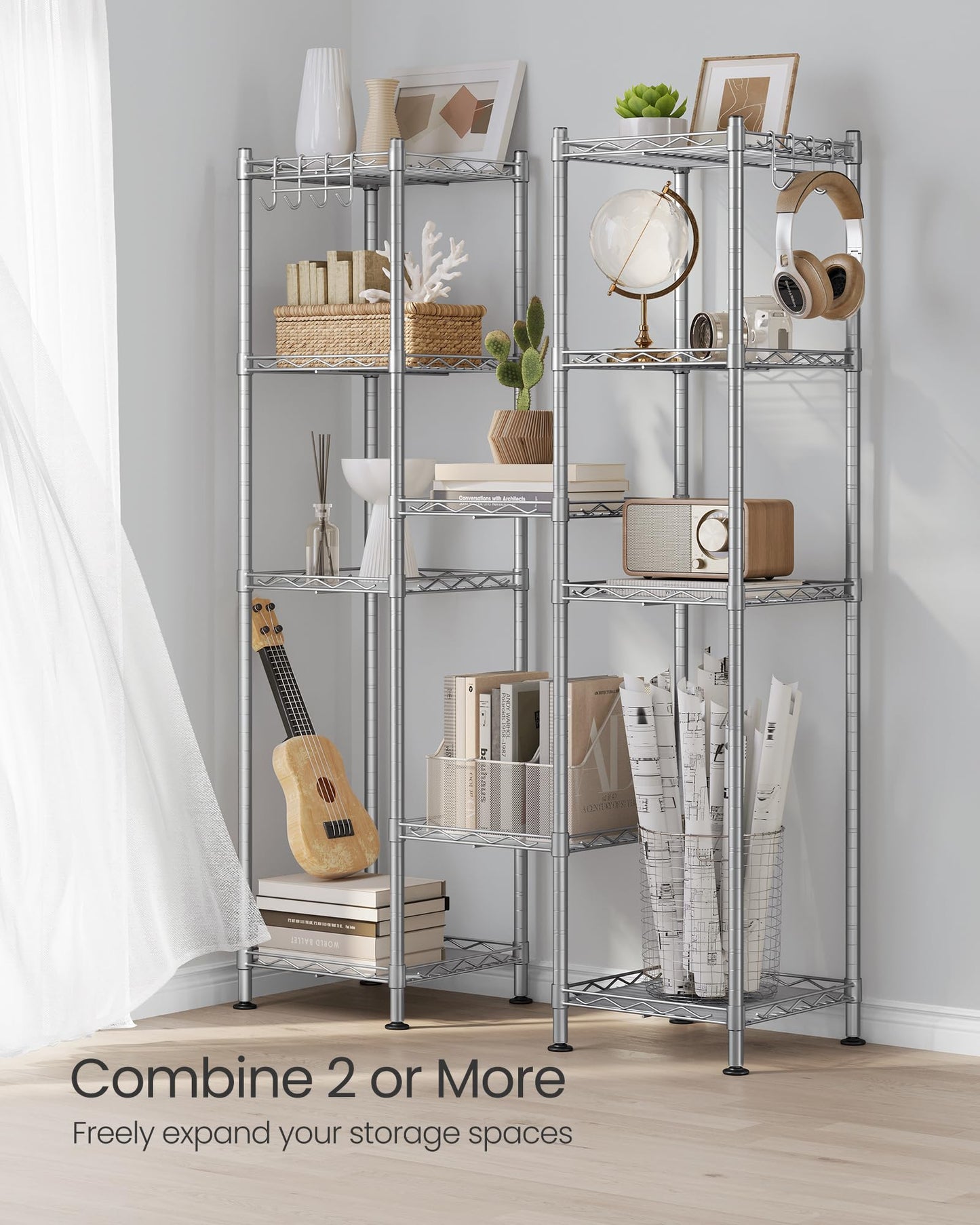 SONGMICS 5-Tier Slim Metal Storage Shelf