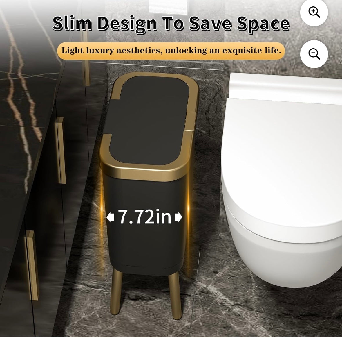 2-Pack Black & Gold High-Legged Trash Cans with Lids – 40% Off Walmart Price!