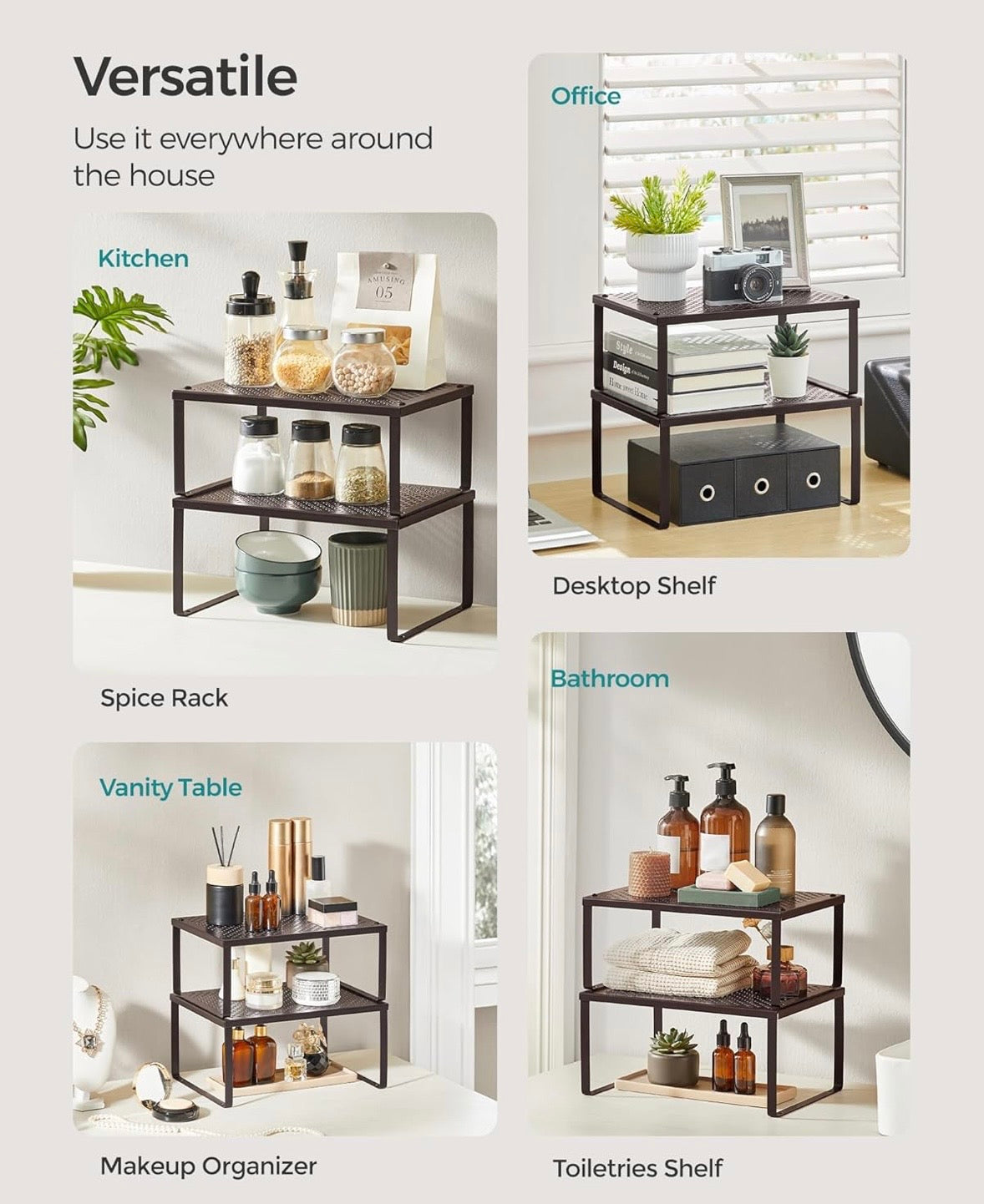 Stackable Cabinet Shelf Organizers
