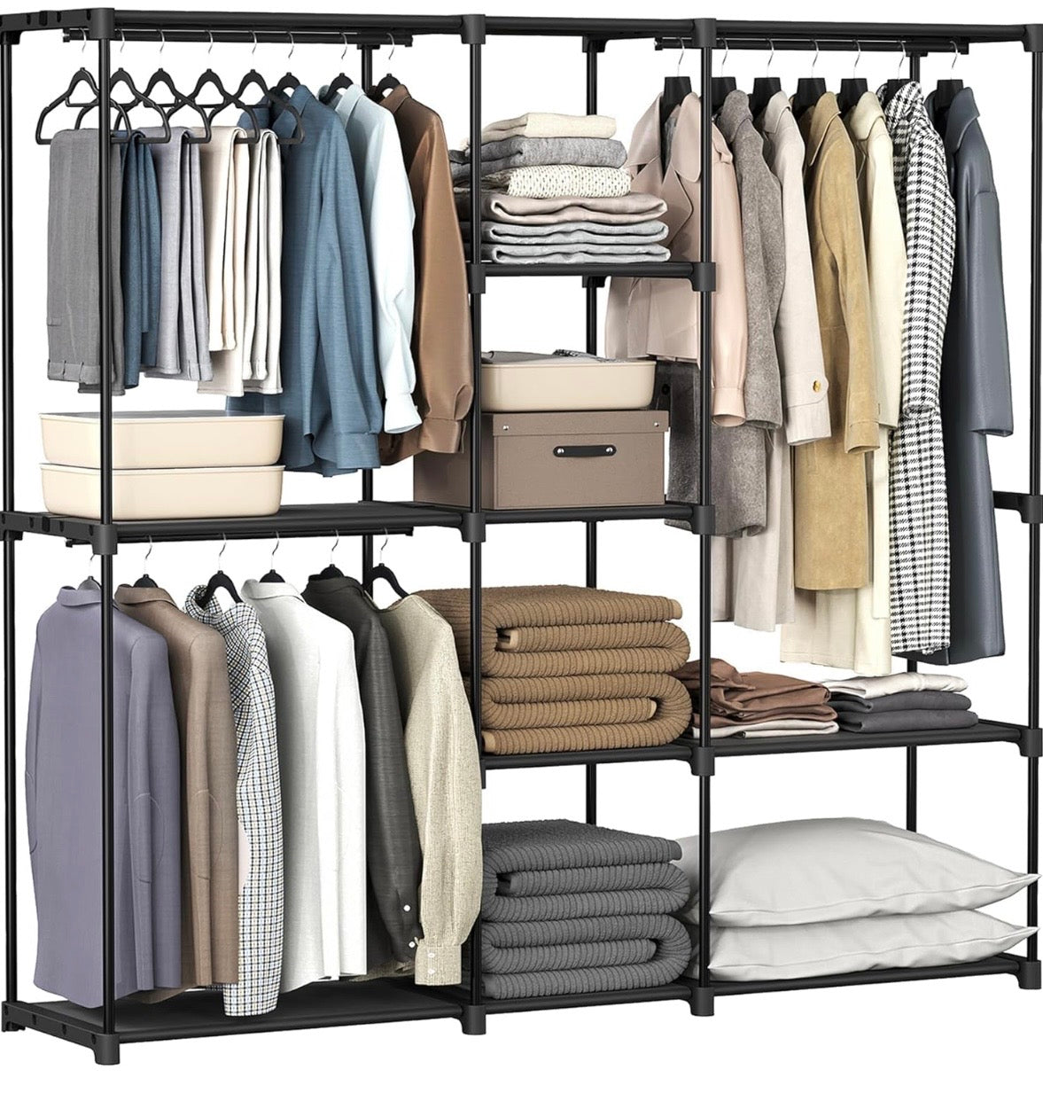 SONGMICS Portable Closet Organizer with Shelves – Black