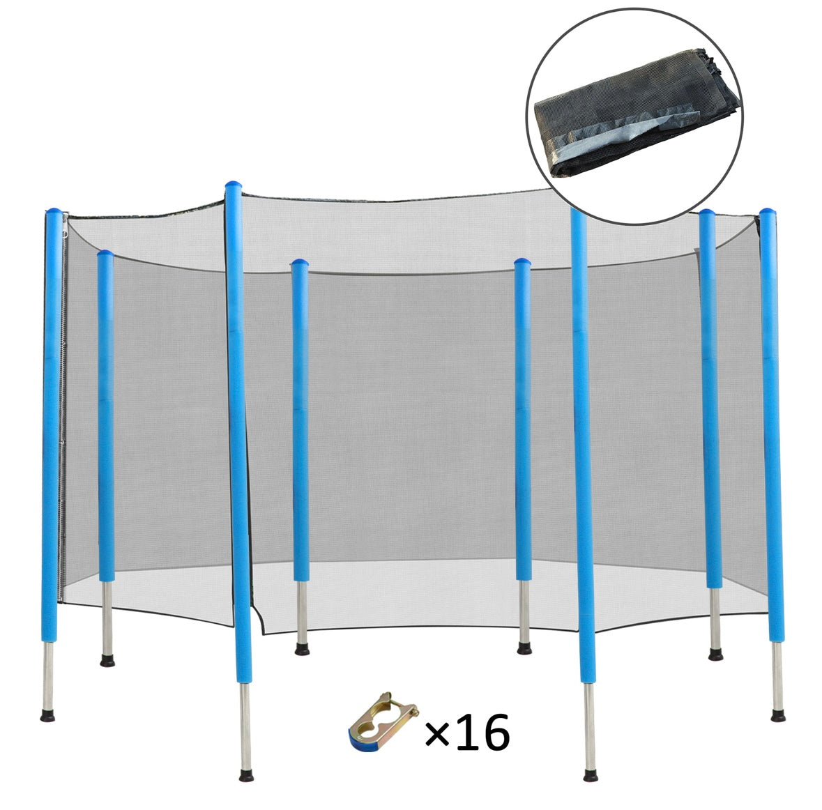 Soozier 12FT Trampoline Safety Enclosure Net with Poles — UV-Resistant Protective Net (Frame & Poles Included)