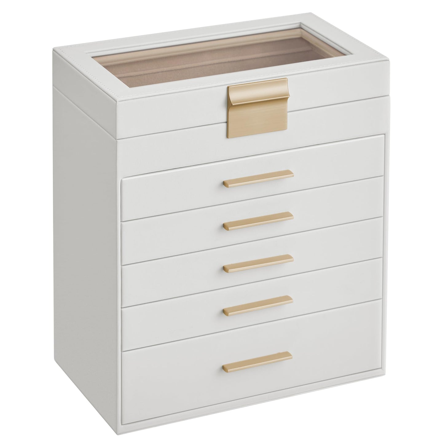 SONGMICS 6-Layer Jewelry Organizer with Glass Lid