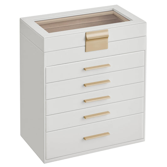 SONGMICS 6-Layer Jewelry Organizer with Glass Lid