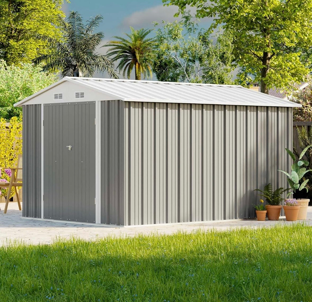 Patiowell 8’ x 10’ Metal Outdoor Storage Shed
