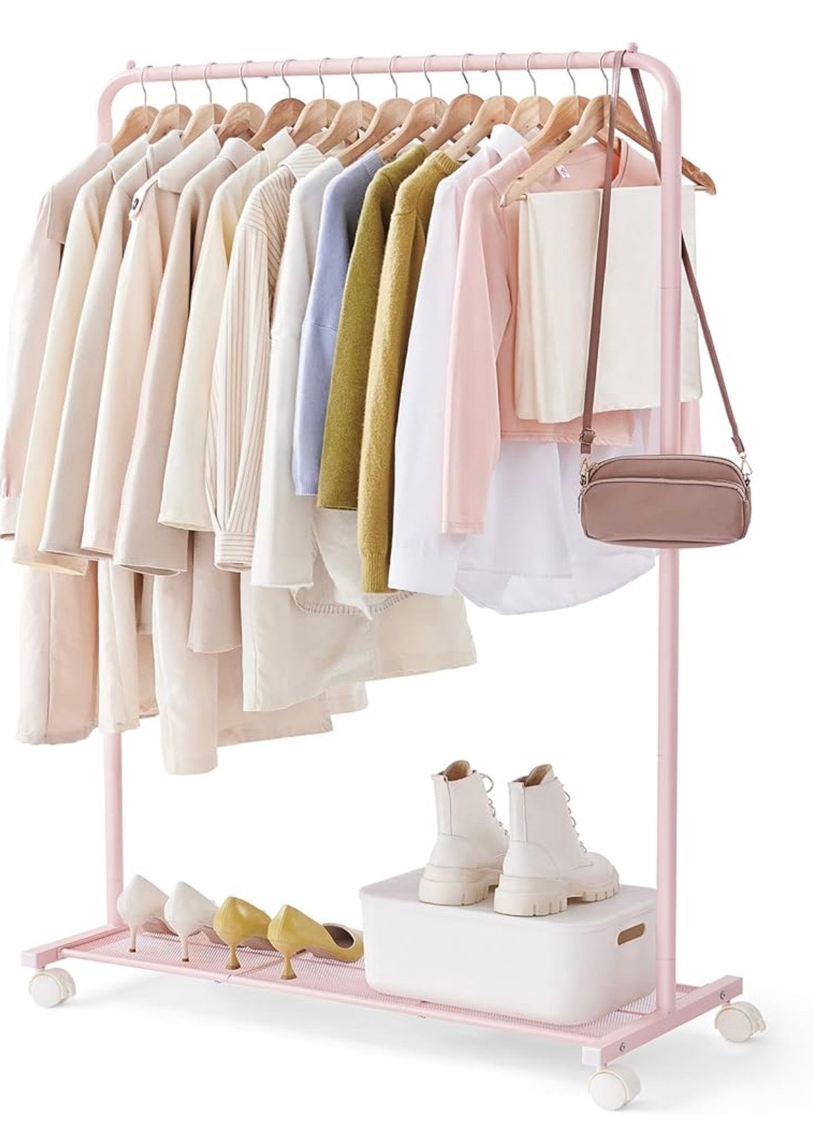 SONGMICS Rolling Clothes Rack with Shelf
