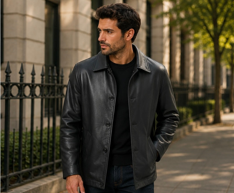 Men’s Classic Black Leather Coat - XS