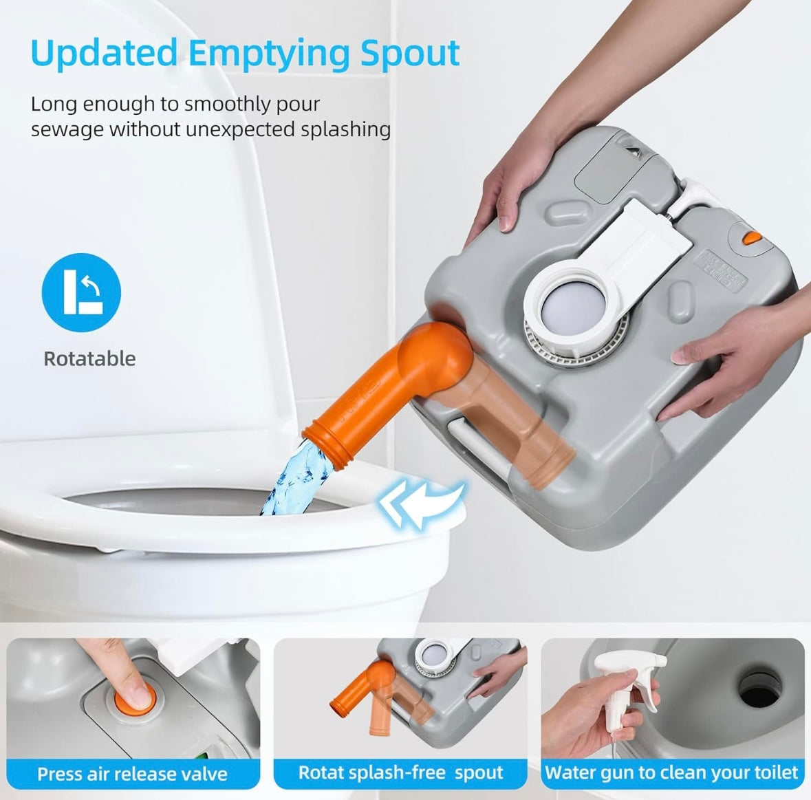 NEW – YITAHOME Portable Camping Toilet – 441 lb Capacity with Sprayer & Carry Bag