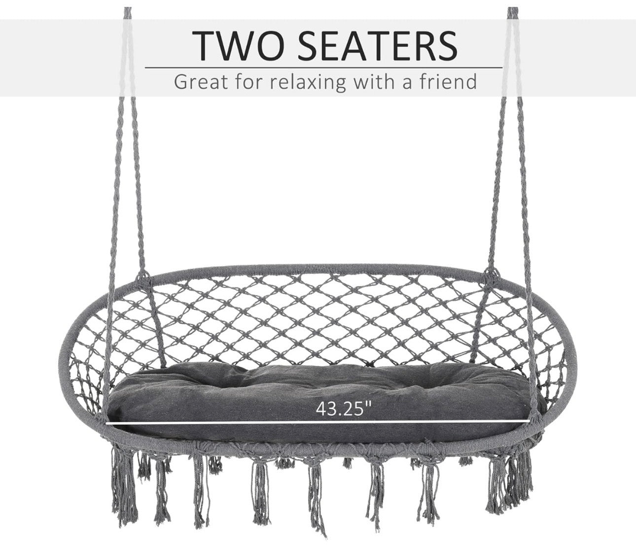 Outsunny Double-Seat Hanging Macrame Hammock Chair