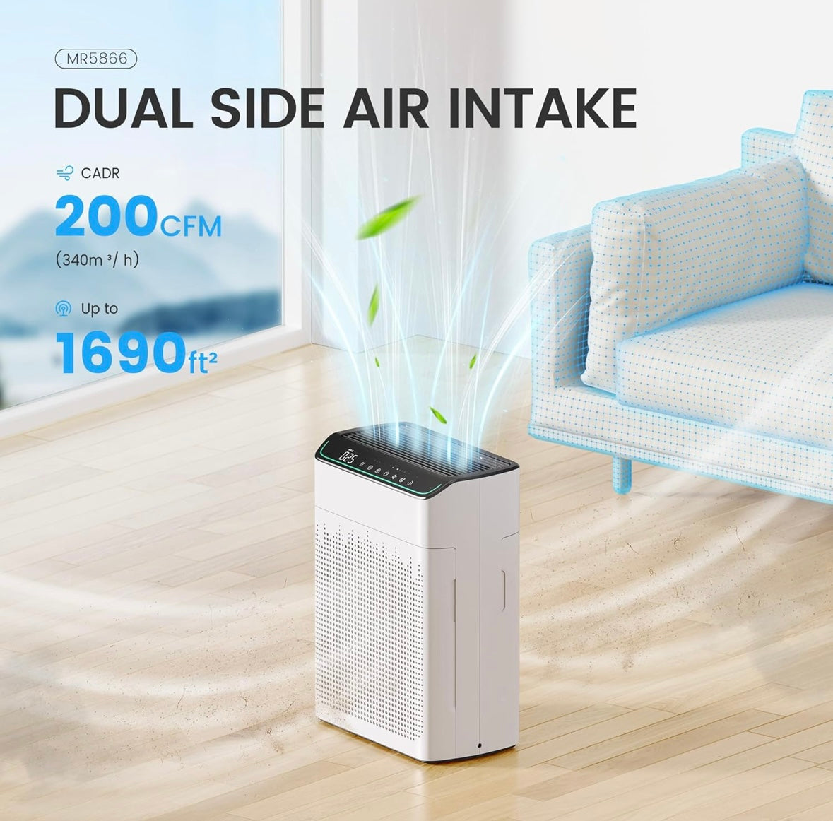 NEW – MERONTE Smart HEPA Air Purifier for Large Rooms (Up to 1690 sq. ft.) – App & Voice Control